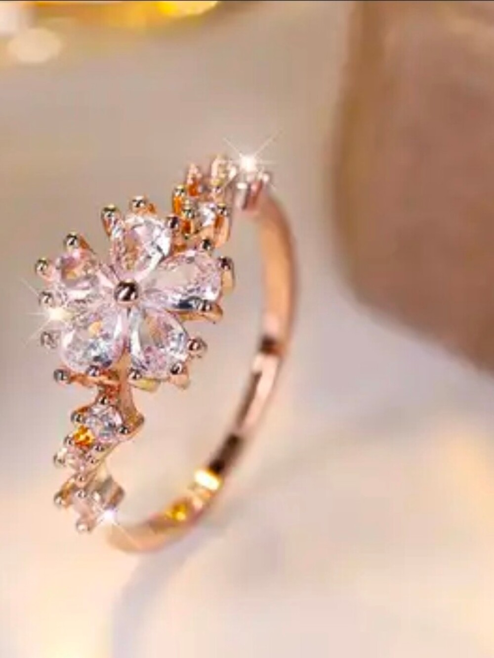 $8 Each Or Bundle 5/$20 Rose Gold Floral Crystal Ring